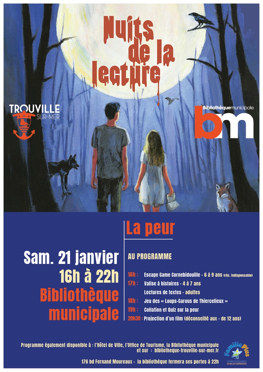 Samedi 21 janvier de 16h à 22h : Nuit de la lecture 2023 sur le thème de la peur !