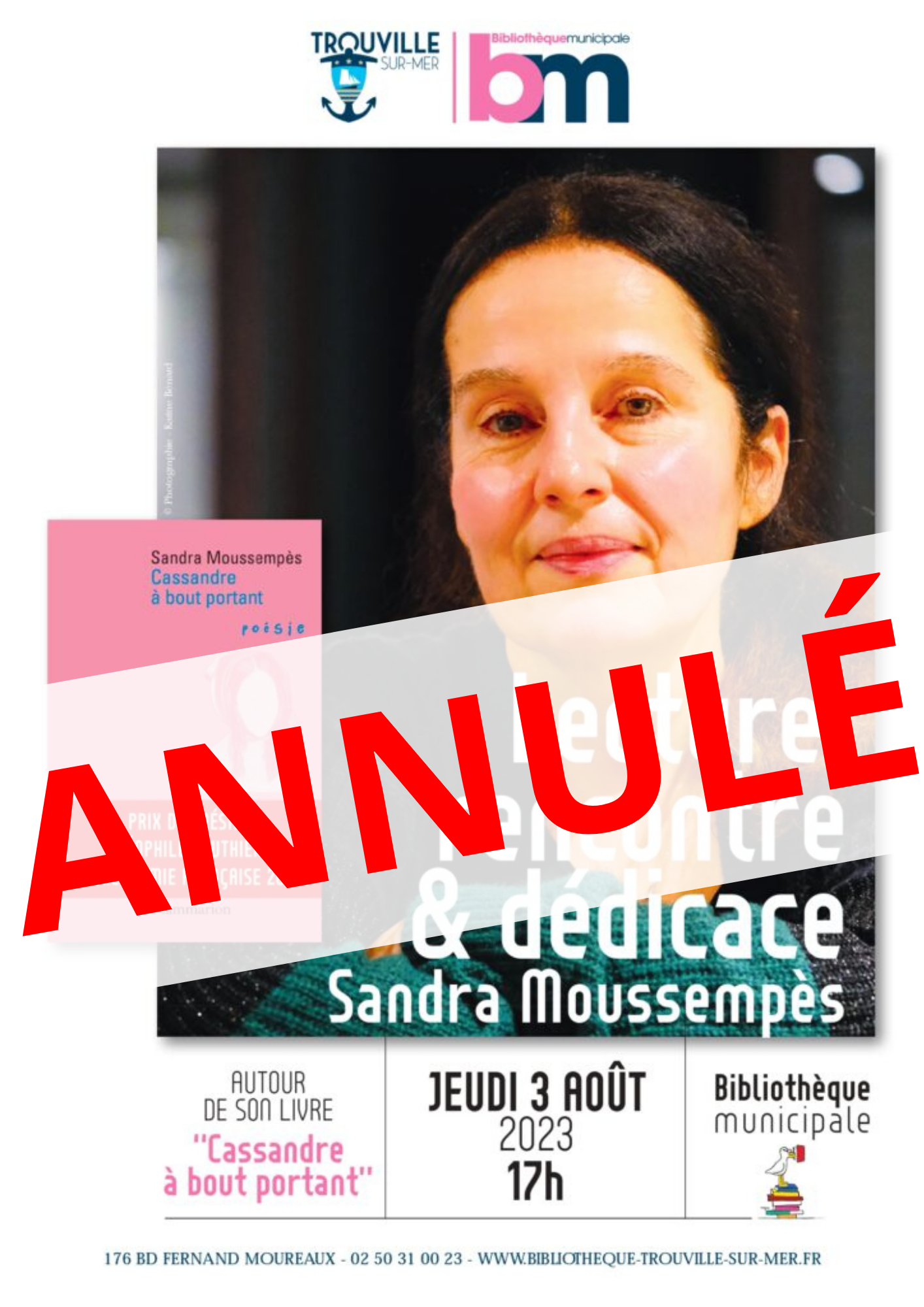 ÉVÈNEMENT ANNULÉ Lecture, rencontre & dédicace de Sandra Moussempès